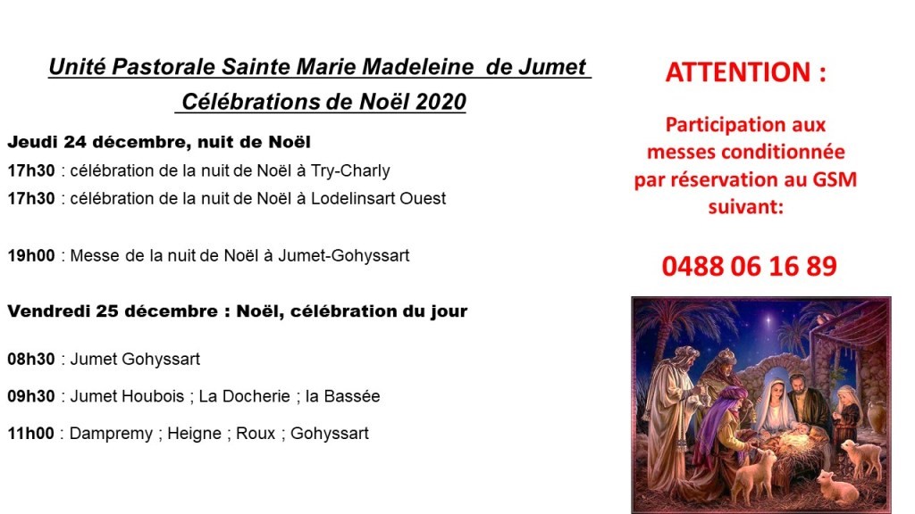 Messes Noel 2020 Sainte Marie Madeleine