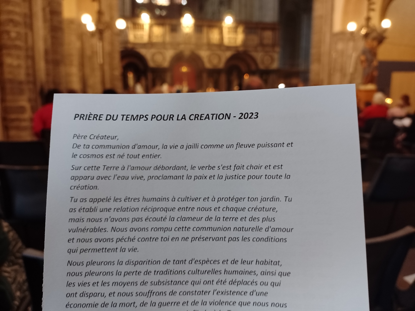 Ouverture du Temps pour la Création
